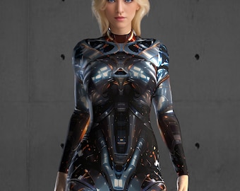 Futuristic Alien Armor Bodysuit, Robotic Costume, Burning Man Outfit
