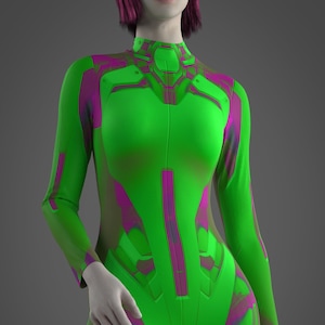 Cyberpunk Costume (Custom Fit Available), Green Robot Costume For Women, Droid Costumes Women, Cyborg Costume, Superhero Costume