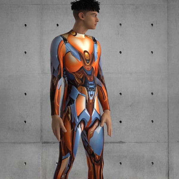 Superhero Costume for Men, Custom Fit Available, Futuristic Robot Cosplay, Halloween Costume A46M