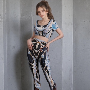 Futuristic Costume, Cyberpunk Clothing, Rave Outfit, Rave Party Crop Top, Legging I44