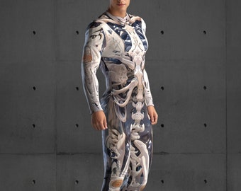 Disfraz de esqueleto para hombre, ideal para fiesta rave, armadura futurista