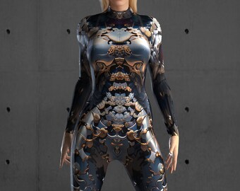 Cyberpunk Asian Armor Costume, Rave Cosplay Outfit