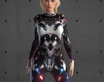 Futuristic Iron Armor Bodysuit, Robotic Costume, Burning Man Outfit