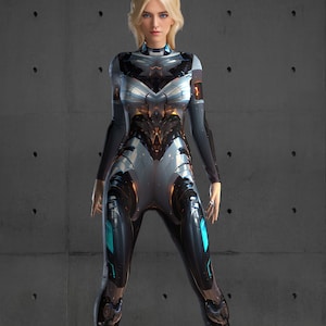 Futuristic Alien Armor Costume, Robotic Clothing, Dancing Performance Costume, Halloween Robot Costume, Burning Man Bodysuit A152
