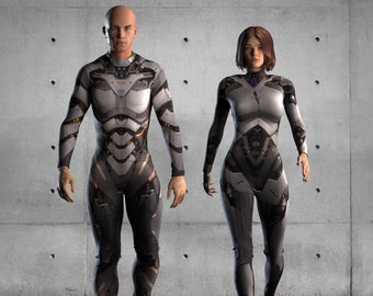 Futuristic Couple Costumes for Halloween, Cyber Armor Costumes for Couples, Performance Costume, Made to Order A98M / LOOK20