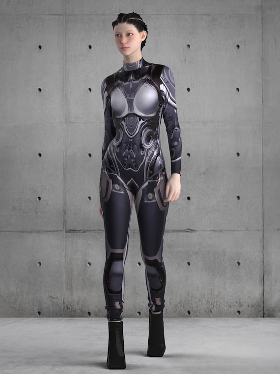 Iron Girl Costume, Cyberpunk Custom Fit Available, Rave Outfit, Women, Futuristic Clothing, Spandex