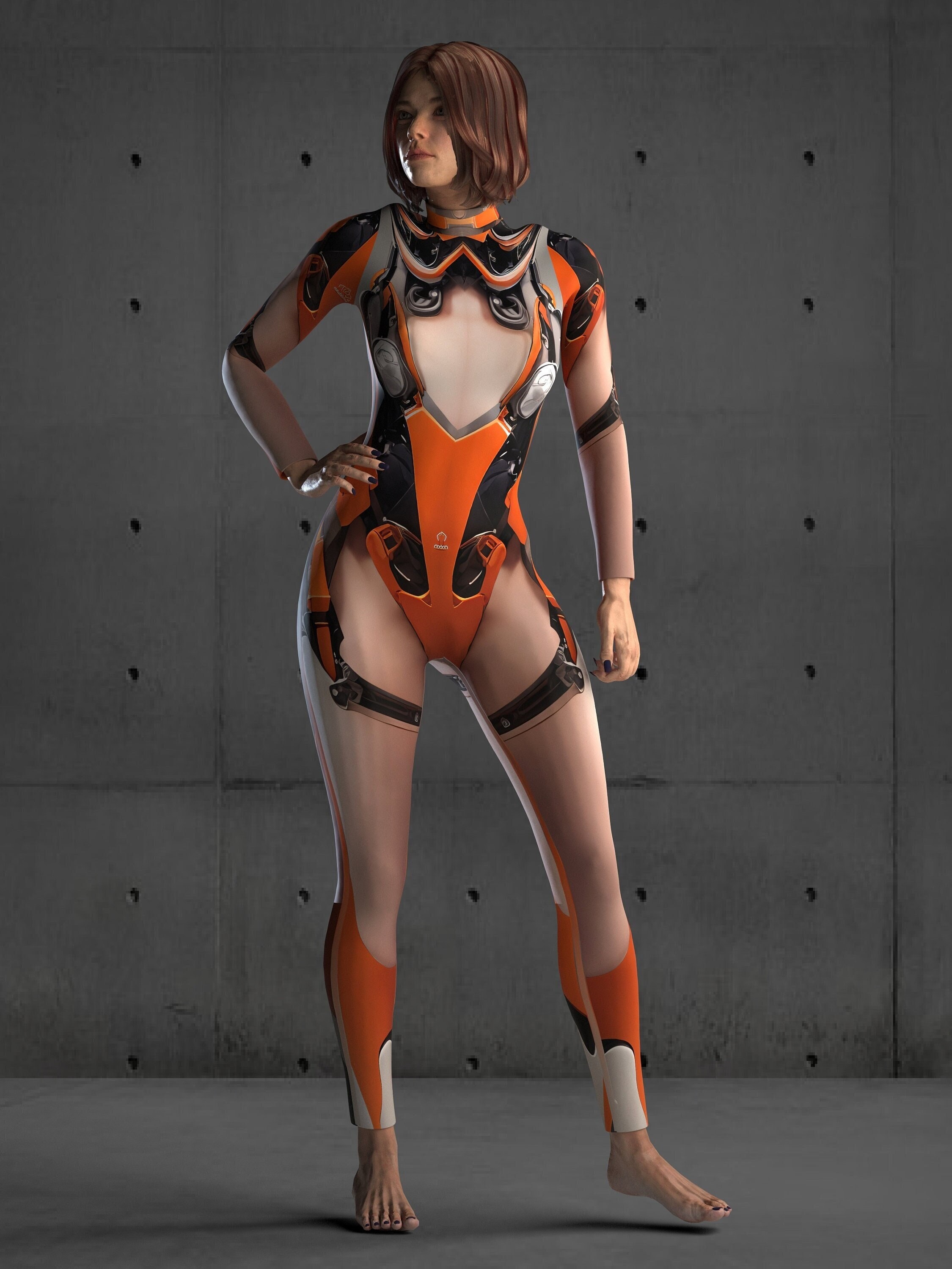 cyberpunk sexy clothes Orange Cyberpunk Bodysuit, Futuristic Rave Outfit, Robot Costume