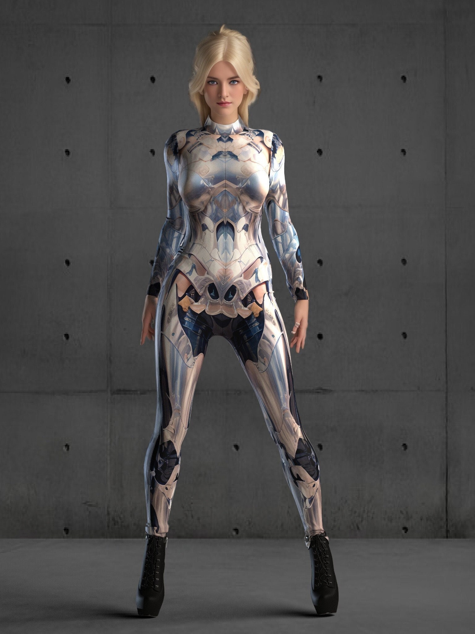 Silver Cyber Armor Costume Women(Custom Fit Available), Futuristic Rave Party Outfit, Robot Cosplay, Futuristic performance clothing A121