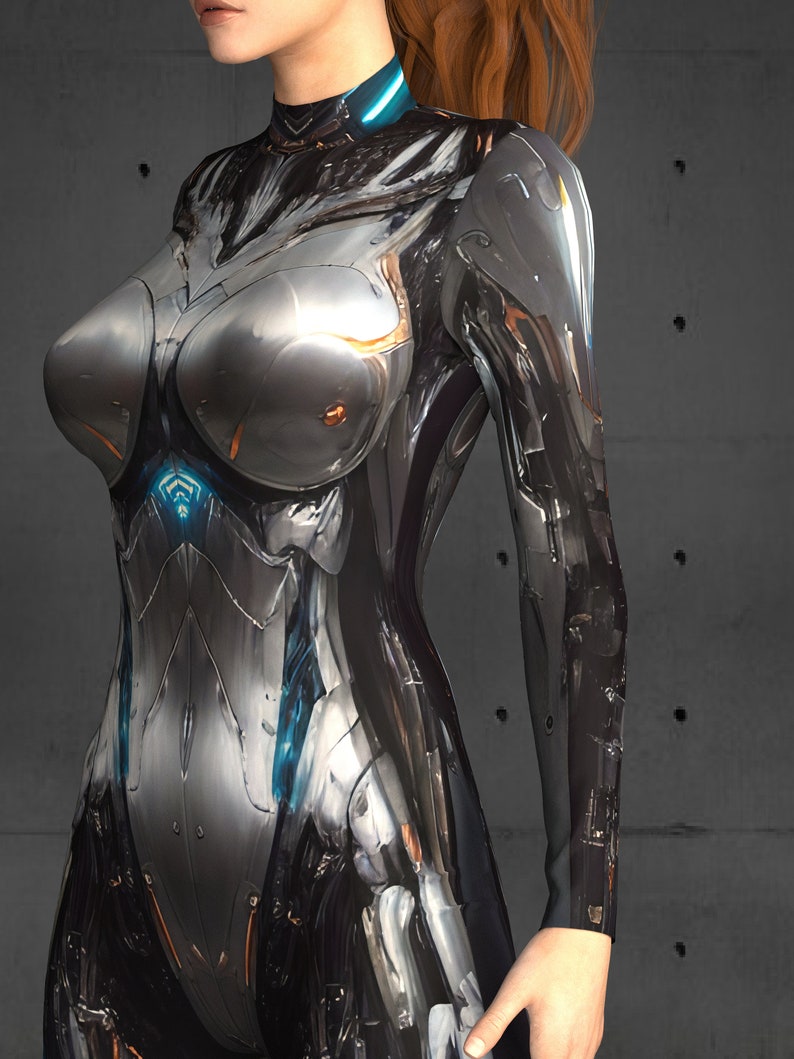 Kostium Cyborg Bodysuit dla kobiet, styl Cyberpunk, Halloween, strój Burning Man A142 zdjęcie 4