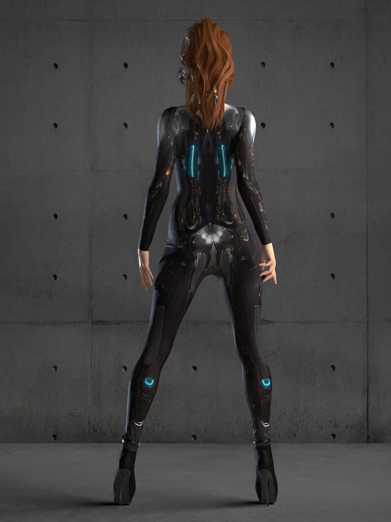 Kostium Cyborg Bodysuit dla kobiet, styl Cyberpunk, Halloween, strój Burning Man A142 zdjęcie 9