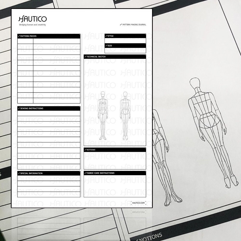 Professional Pattern Making Journal Sewing Journal Fashion - Etsy