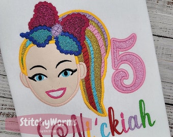 5th Birthday Shirt - Rainbow hair Girl