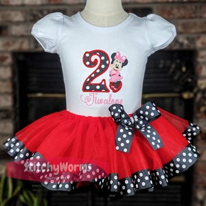 Miss Mouse 2nd Birthday outfit / Custom Embroidered Shirt