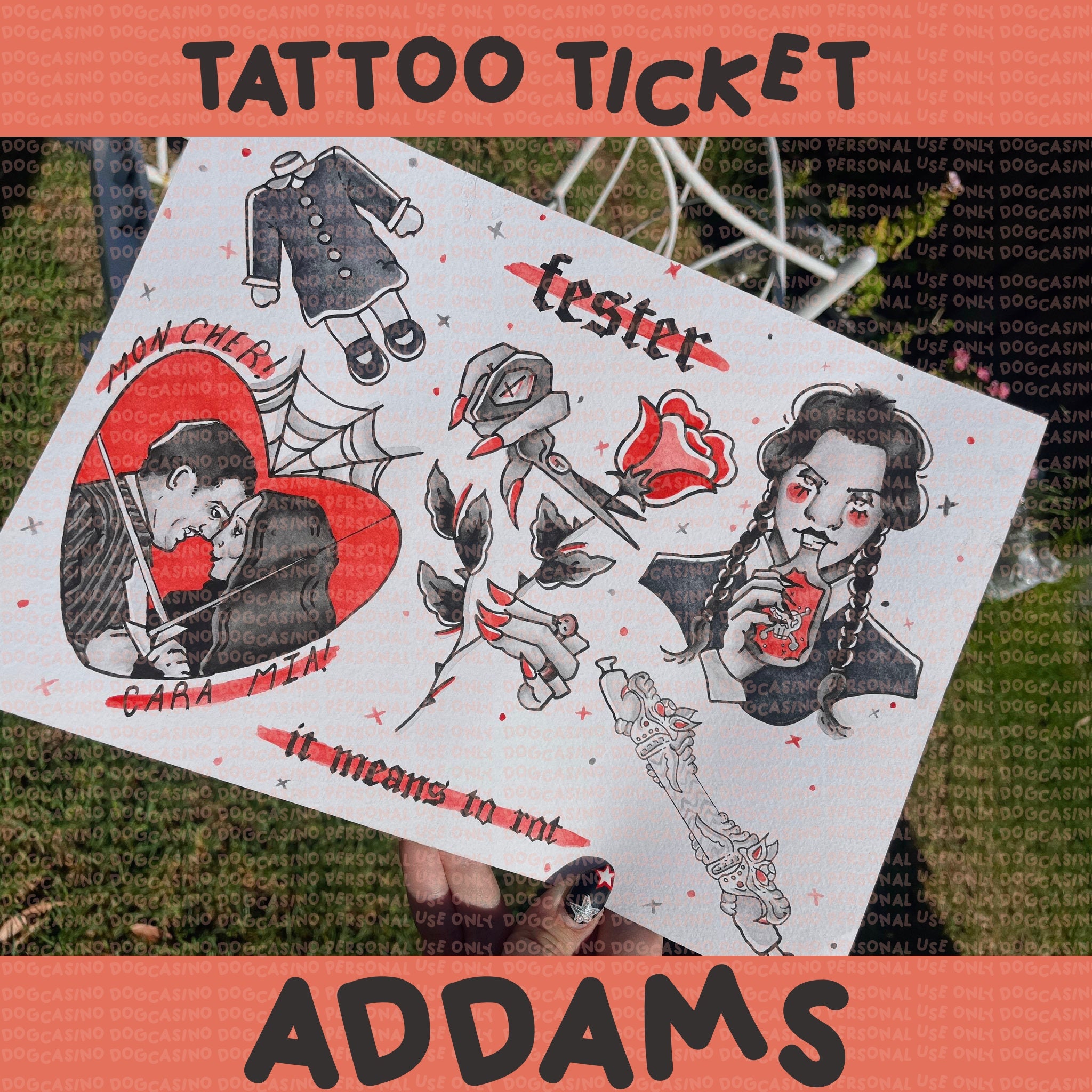 Addams Family Tattoo Stickers for Sale  Redbubble