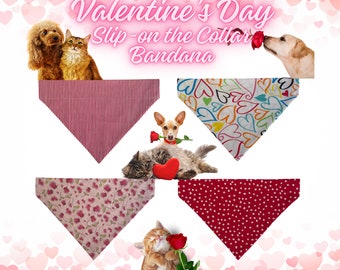 Valentines Slip-On Collar Bandanas for Dogs, Cats and other Pets