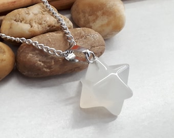 Merkaba Pendant Necklace - Quartz star Crystal Pendant Necklace for Women - Quartz Necklace Jewelry - Clear Star Necklace gift for women