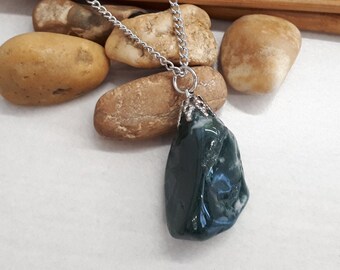 Collar colgante de ágata de musgo - joyería de ágata de musgo natural - collar de cristal de ágata de musgo para mujer - collar de piedra de ágata de musgo - regalo para ella