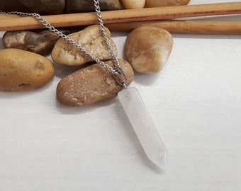 Point Quartz Pendant Necklace - Point Stone Jewelry - Clear Quartz Jewelry - Healing yoga & Chakra Crystal Pendant Necklace - Point Necklace