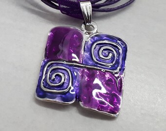 Bohemian Purple Necklace, Boho Necklace and Earring Set for Women, Purple Necklace Lariat, Handmade Boho wedding Necklace, Purple Necklace