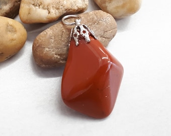 Red Jasper Pendant Necklace - Natural Jasper Jewelry - Red Jasper Crystal Necklace for Women - Birthstone Necklace - Red Jasper Charm
