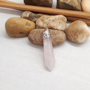 Genuine Rose Quartz Point Pendant - Rose Quartz Gemstone Necklace - Crystal Point Pendant For Women, Rose Quartz necklace, Point Rose Quartz