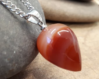 Oval Carnelian Necklace, Genuine Carnelian Stone, Natural raw Carnelian Jewelry, Carnelian Beads Necklace, Women Carnelian Necklace Gifts