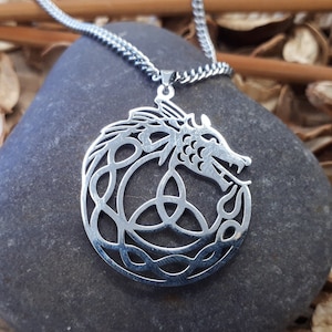 Celtic Dragon Pendant - Dragon Pendant Necklace. Celtic gift set Sterling Silver Celtic Pendant. 925 Sterling Silver Pendant. Celtic Pendant