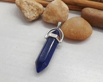 Crystal Point Lapis Lazuli Charm - Lapis Point Pendant - Silver 925 Necklace - Healing Crystal Necklace for Women - Lapis Lazuli Jewelry