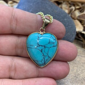 Herz Halsketten Charm - Türkis Kette Anhänger Halskette - Türkis Herz Anhänger - Türkis Halskette - Türkis Herz Schmuck für Damen