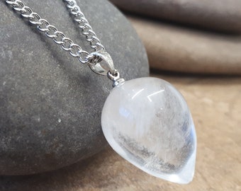 Collar y pendientes de cuarzo - colgante de plata. Conjunto de joyas de cristal de collar de cuarzo transparente crudo. Colgante de Cristal de Cuarzo para mujer, regalo para ella