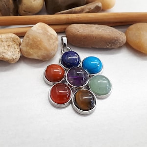 Chakra Necklace for Women -  Boho Pendant - Chakra Necklace Healing Stone - Chakra Pendant - Healing Crystal Jewelry - Rainbow Necklace