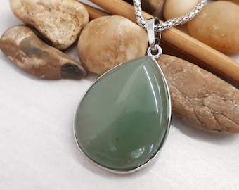 Ciondolo a goccia di fluorite verde - Collana di fluorite - Ciondolo a goccia ovale - Collana ovale per donne - Gioielli di fluorite genuini per donna