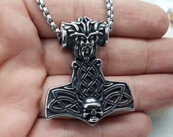 Viking Necklace - Thor hammer pendant. Thors hammer necklace - Thor hammer necklace for men - dainty Thor hammer necklace - Hammer of Thor
