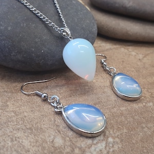 Opal stone necklace for women - Sterling Silver Opal Pendant - White Opal Pendant - White Opal Necklace pendant - October Birthstone Gift