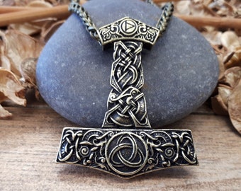 Thor hammer pendant / Thor hammer necklace / Thors hammer. Viking jewelry / Vegvisir Norse Runes, Vikings Protection Amulet, Norse Mythology