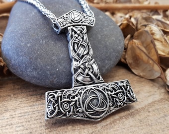 Thor hammer necklace / Thors hammer. Viking jewelry necklace for men. Vegvisir Norse Runes, Vikings Protection Amulet,  Norse Mythology
