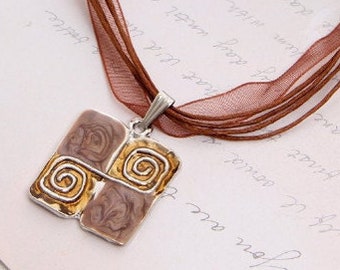 Bohemian Brown Necklace - Boho Necklace and Earring Set for Women - Brown Necklace Lariat - Handmade Boho wedding Necklace - Brown Necklace