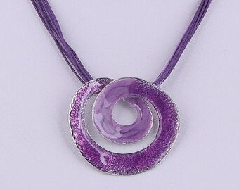 Spiral Purple Necklace, Bohemian wedding Necklace, Boho Necklace and Earring Set for Women, Purple Spiral Pendant, Boho wedding jewelry gift