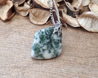 Tree Agate Tumbles - Tree Agate Pendant  - Tree Agate Necklace for Women - Tree Agate Beads - Tree Agate Jewelry - Boho Necklace for Men