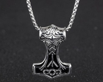 Thor Hammer Necklace - Mjolnir Necklace. Thors hammer pendant - dainty viking jewelry. Hammer of Thor Necklace - Viking gift for him / dad