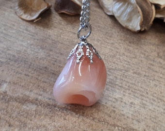 Apricot Agate Pendant - Apricot Agate Necklace for Women - Apricot Agate Jewelry - Apricot Agate Pubble - Apricot Agate Crystal Charm