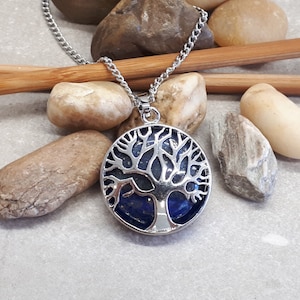 Crystal Tree Of Life Necklace - Lapis Lazuli Tree Of Life Pendant - Lapis Lazuli stone Necklace - Tree Of Life Charm, Family Tree Necklace