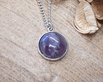 Genuine Amethyst Pendant • Amethyst Stone Necklace • Birthstone Jewelry • Amethyst Jewelry • Oval Pendant • Gift For Women Gift For Her