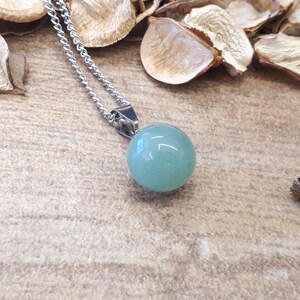 Circle Aventurine Necklace - Ball Aventurine - Round Aventurine Pendant - Silver 925 Jewelry - Aventurine Jewelry - Tiny Silver Necklace