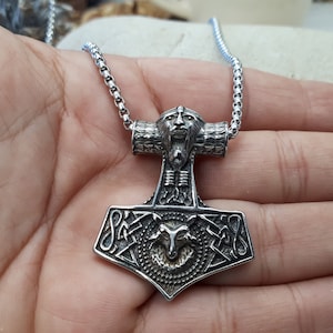 Thor hammer necklace for men - Thors hammer pendant - dainty Thor hammer necklace. Hammer of Thor Viking Necklace - Viking gift Odin Valknut