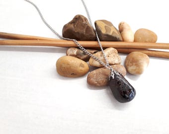 Garnet Pendant Necklace - Natural Garnet Jewelry - Garnet Crystal Necklace for Women - Birthstone Necklace - Garnet Pendant Sterling Silver