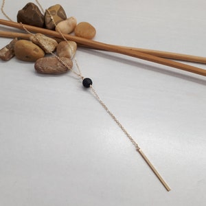 Lava stone Necklace - Gold Bar Pendant - Motivational jewelry - Essential Oil Diffuser Jewelry - Anxiety Healing necklace - Gold Necklace