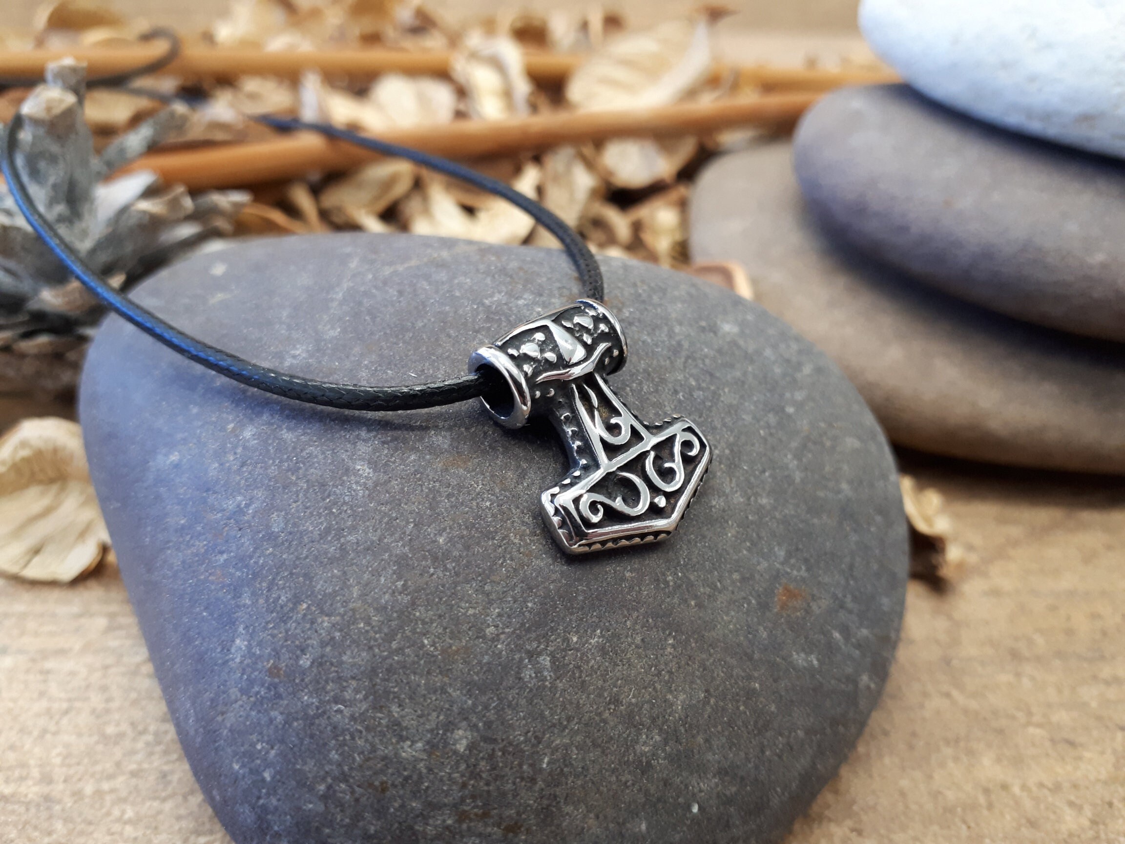 BETHZA Thor Hammer Necklace 925 Sterling Silver Natural Turquoise...