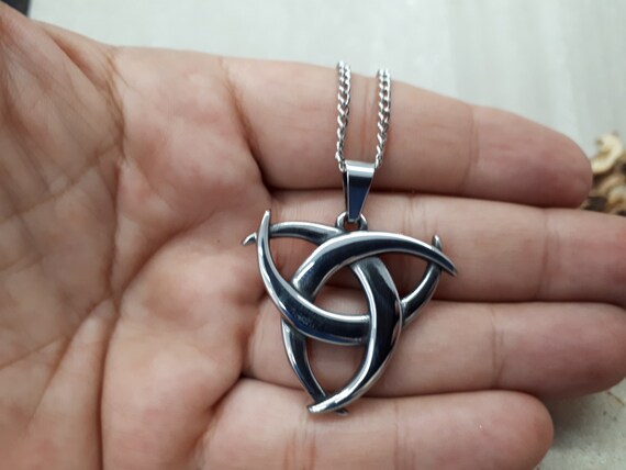 Collier Pendentif Celtique Triquetra En Acier Noir, Symbole Celte