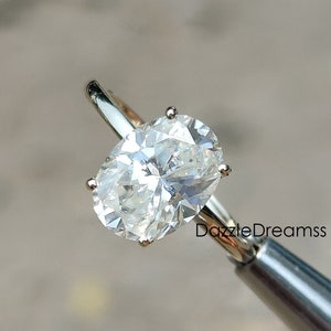 Pierścionek z wydłużonym owalnym szlifem Moissanite o masie 3,10 karatów, unikalna obrączka ślubna z diamentami 11x8, pierścionek zaręczynowy z litego żółtego złota 14K/18K, prezent dla niej